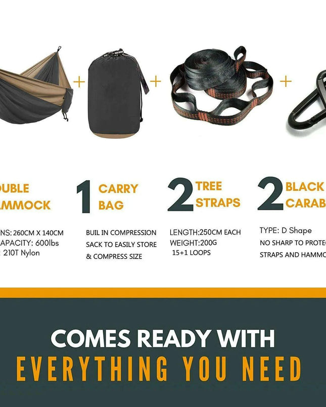Zowee Ultimate Adventure Hammock Set with Tree Straps & Heavy-Duty Carabiners | Ultra-Durable Parachute Nylon