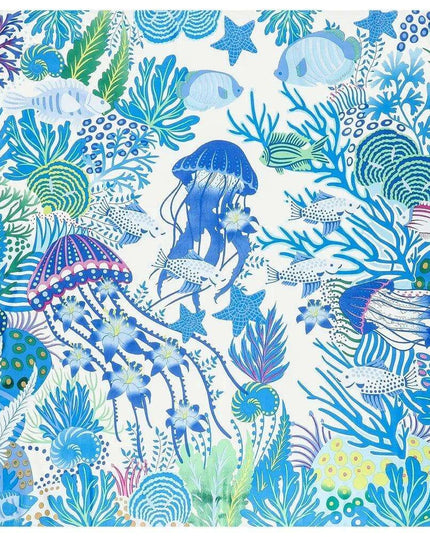 Oceanic Charm Twill Silk Scarf – 130cm Fashion Accessory for Elegant Women