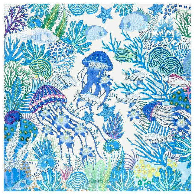 Oceanic Charm Twill Silk Scarf – 130cm Fashion Accessory for Elegant Women