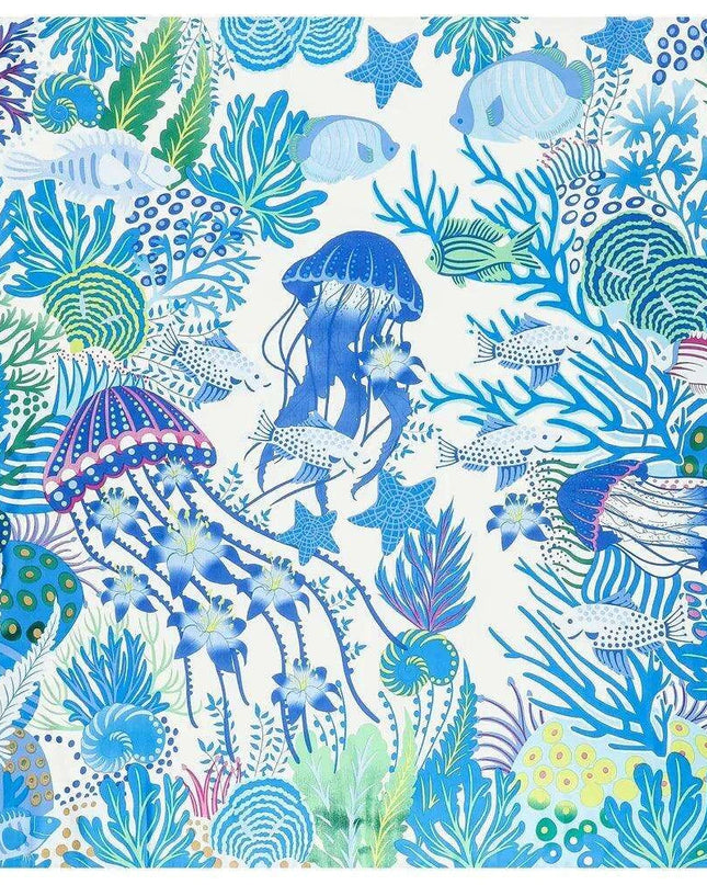 Oceanic Charm Twill Silk Scarf – 130cm Fashion Accessory for Elegant Women