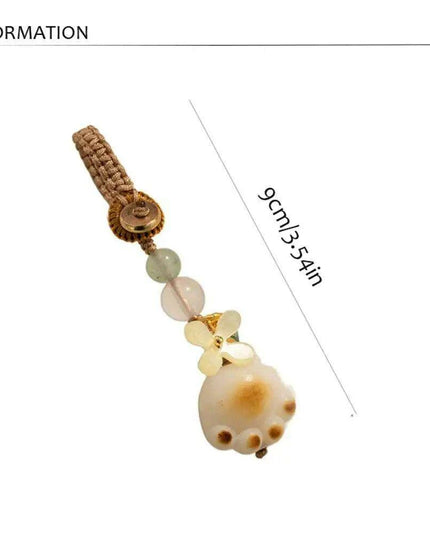 Bodhi Root Fortune Cat Paw Keychain - Traditional Chinese Lucky Amulet