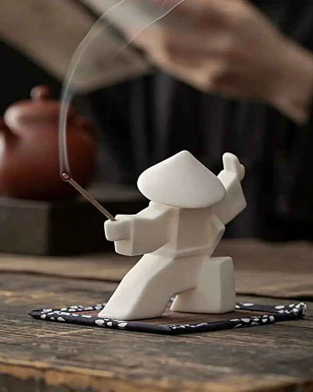 Elegant Samurai Porcelain Incense Holder - Unique Artistic Censer for Home Serenity
