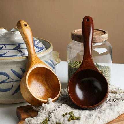 Vintage-Inspired Handmade Wooden Soup Spoon for Elegant Dining