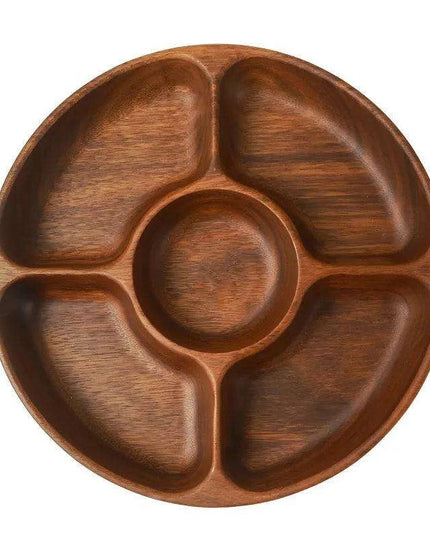 Artisanal Acacia and Walnut Wood Serving Bowl and Platter Collection