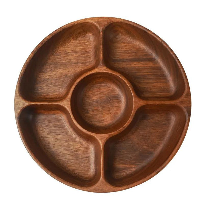 Artisanal Acacia and Walnut Wood Serving Bowl and Platter Collection