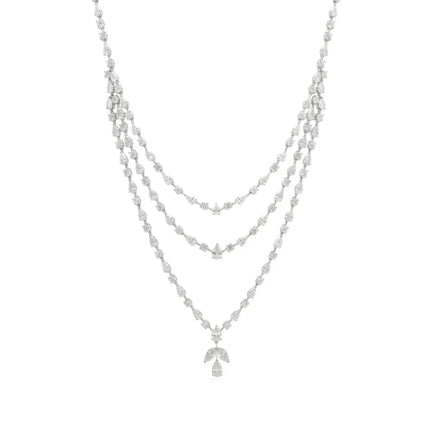 Multi-layer Pear Cut Moissanite Necklace S925 Sterling Silver Elegant Bridal Wedding Jewelry for Women multi-layer-pear-cut-moissanite-necklace-s925-sterling-silver-elegant-bridal-wedding-jewelry-for-women