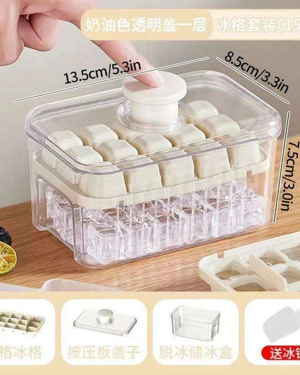 30-Grid Push-Button Ice Cube Tray - BPA-Free Lidded Mold for Quick Ice Release
