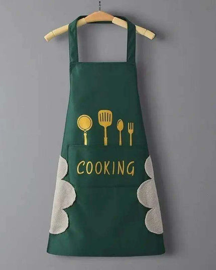 Chic Waterproof Apron for Culinary and Gardening Mastery - Adjustable Cotton-Linen Blend