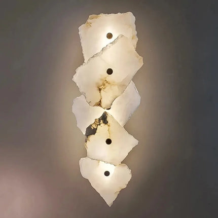 Natural Marble LED Wall Lamp — Copper Luxury Sconce, 1–9 Marble Shades