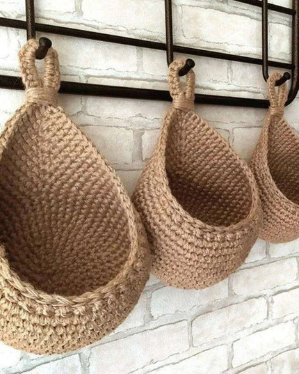 Sustainable Bohemian Jute Rope Hanging Basket for Elegant Fruit Display