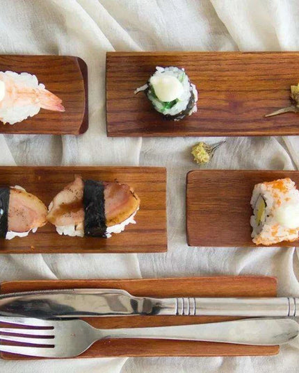 Elegant Wooden Serving Platter for Sushi, Dumplings, and Bakery Treats - Oblong Kitchen Essential