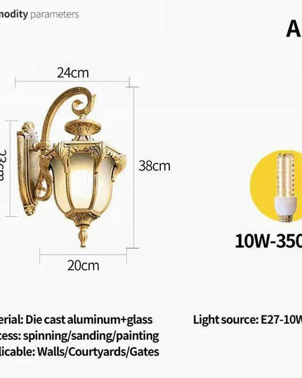 Elegant Waterproof Outdoor Wall Lantern for European-Style Gardens and Patios