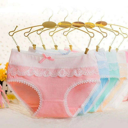 Elegant Lace Briefs Set for Teens – 4-Pack Comfort Underwear for Ages 9-20