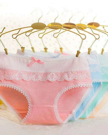 Elegant Lace Briefs Set for Teens – 4-Pack Comfort Underwear for Ages 9-20