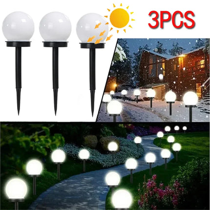 Solar LED Garden Ball Lights – Set of 3 Ground Stake Lamps