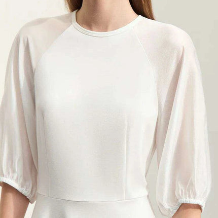 Chic Summer A-Line Dress with Stylish Spliced Shoulder Sleeves