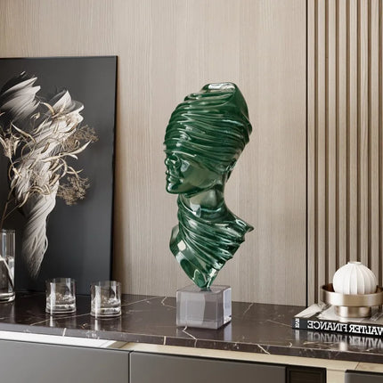 Modern Figurine Transparent Resin Male Bust Statue Abstract Man Bust S