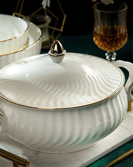 Elegant Handcrafted Gold-Accented Bone China Dinnerware Set