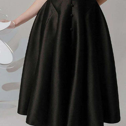 Satin Embroidered Pleated Evening Dress