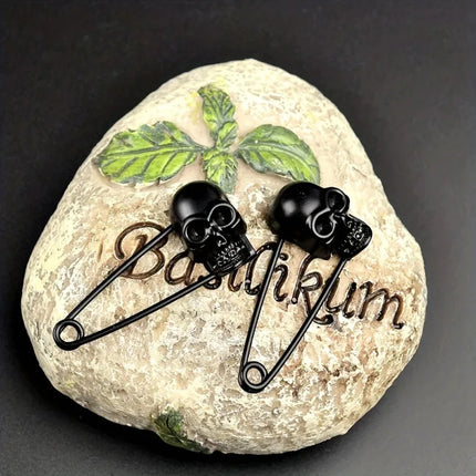 ZX Jewellery Black Matte Skull Brooch - Versatile Gothic Decoration