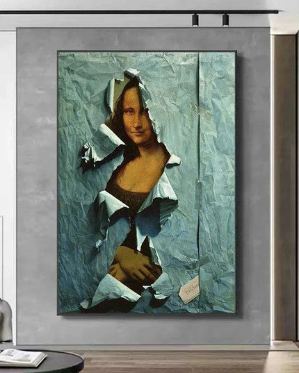 Vibrant Blue Mona Lisa Twist Canvas Art - Unique Wall Decor Upgrade