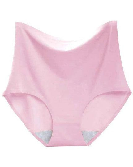 Chic Plus Size High Waist Ice Silk Seamless Briefs for Women - Shaping Underwear with Abdomen and Hip Enhancing Features