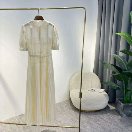 Chic Summer A-linen Sweetheart Lace Puff-sleeve Dress for Women