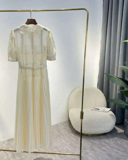 Chic Summer A-linen Sweetheart Lace Puff-sleeve Dress for Women