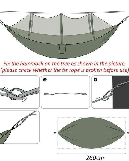 Outdoor Adventure Hammock with Insect Protection - Lightweight Portable Hanging Bed for Camping Comfort