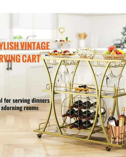 Elegant Vintage-Inspired Glass Wine Trolley