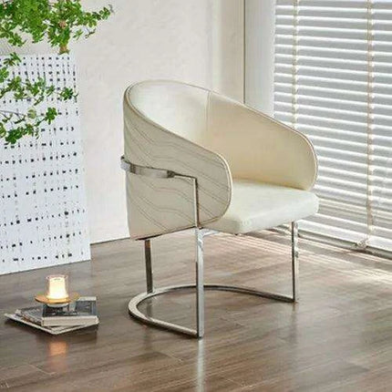 Stylish Italian Leather Dining Chairs with Durable Stainless Steel Base - Enhance Your Interior Elegance