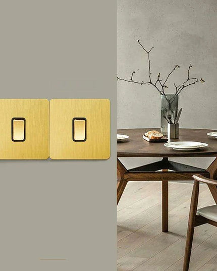 Luxurious Gold Dimmer Switch Set with USB Charging Port - Perfect for French/EU Plugs