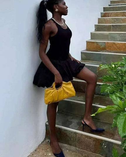 Chic Backless A-Line Black Dress