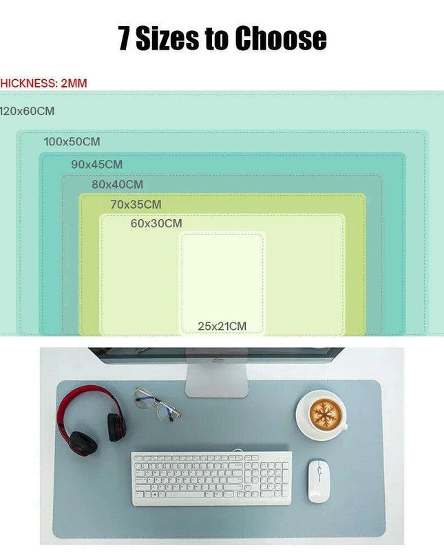 Premium Extra-Large Waterproof PU Leather Desk Protector - Multi-Purpose Mouse Pad for Office & Gaming with Anti-Slip Base