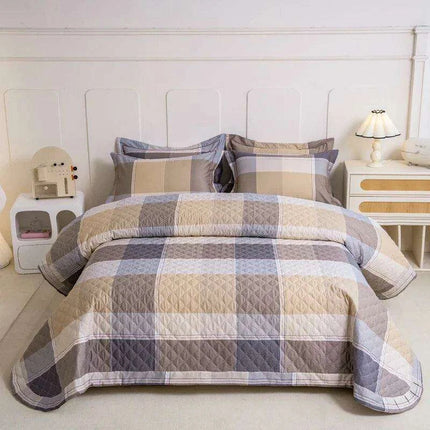 Chic 100% Cotton Plaid Coverlet Set for Double Beds - Multi-Functional Bedspread