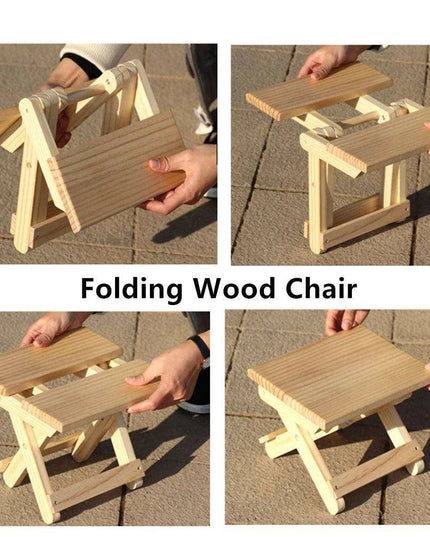 Kids' Solid Wood Folding Stool - Perfect Portable Seat for Camping & Home Use