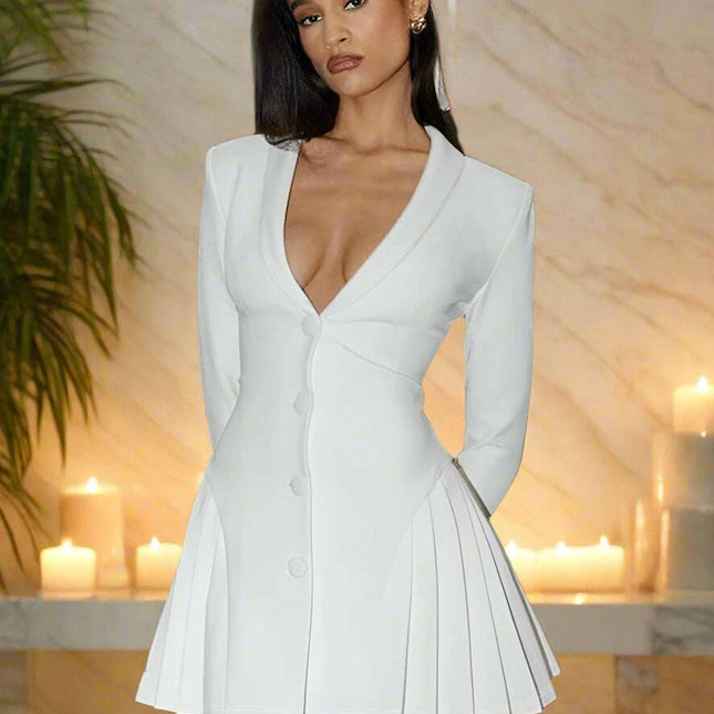 Deep V Mini Dress with Ruffled Sleeves - Timeless Summer Style