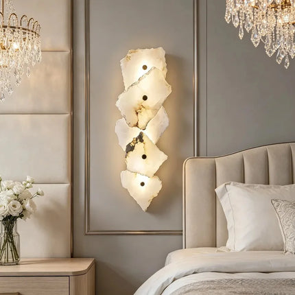 Natural Marble LED Wall Lamp — Copper Luxury Sconce, 1–9 Marble Shades