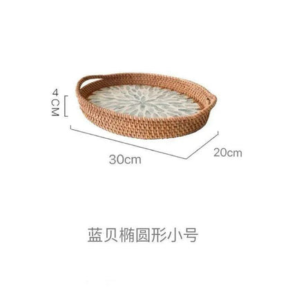 Vibrant Artisan Seashell Rattan Bowl - Handcrafted Storage Solution with Natural Elegance