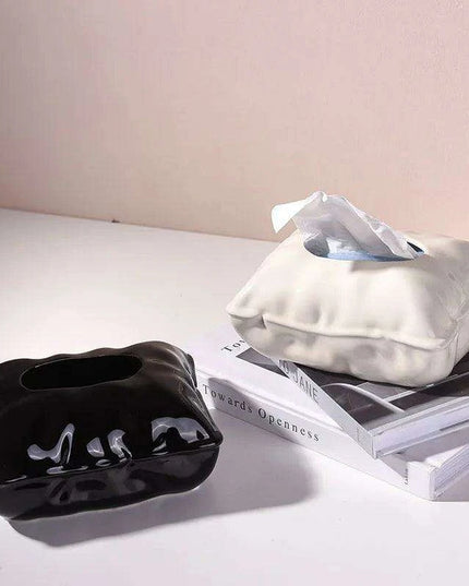 Chic Cream Ceramic Tissue Holder with Hidden Drawer