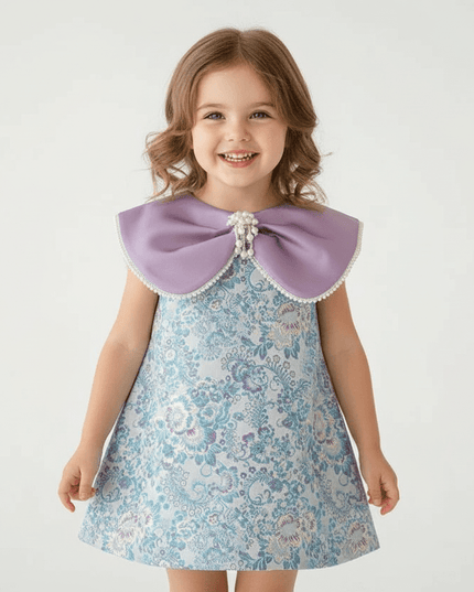 Elegant Girls' Birthday Dress with Big Bow - Boutique Party Gown for Kids A2518