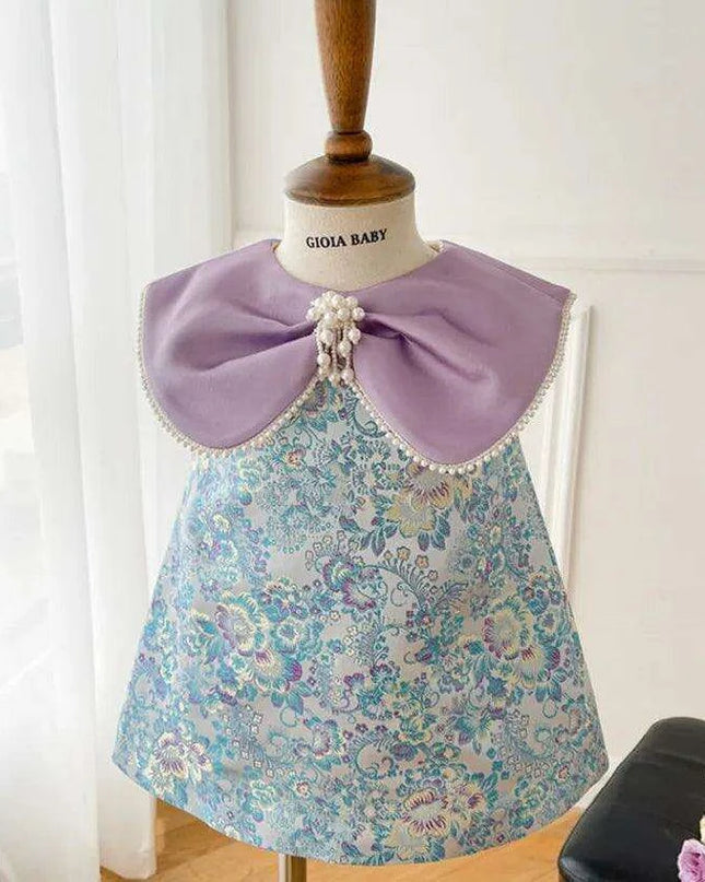 Elegant Girls' Birthday Dress with Big Bow - Boutique Party Gown for Kids A2518