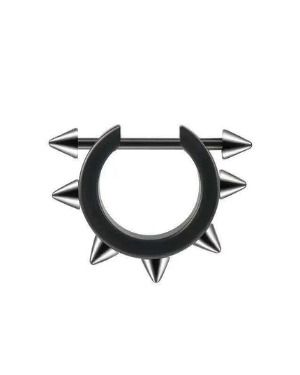 Men's Silver/Black Stainless Steel Spike Hoop Earring - Edgy Cartilage Jewelry for Tragus, Helix, and Daith Piercings