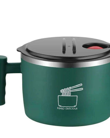 Charming 1000ml Insulated Stainless Steel Ramen Bowl with Lid & Handle - Ideal for Soups, Salads, and Breakfast Favorites