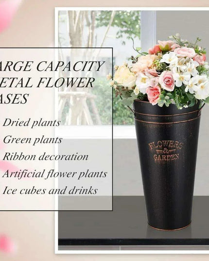 Charming 15" Rustic Galvanized Metal Flower Buckets - Set of 12 for Stylish Home Accents and Gifting