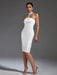 Sculpted Elegance: White Halter Neck Bodycon Dress for Unforgettable Evenings