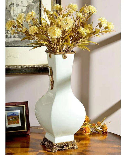 Elegant Ceramic and Copper Decorative Vase