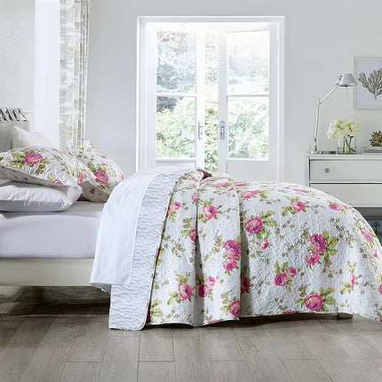 Charryarn Reversible Floral Quilt Bedding Set - Soft, Lightweight Micr