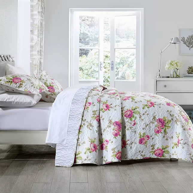 Charryarn Reversible Floral Quilt Bedding Set - Soft, Lightweight Micr