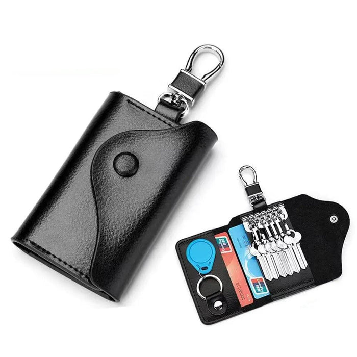 Stylish Leather Key Wallet with Multi-function Key Holder